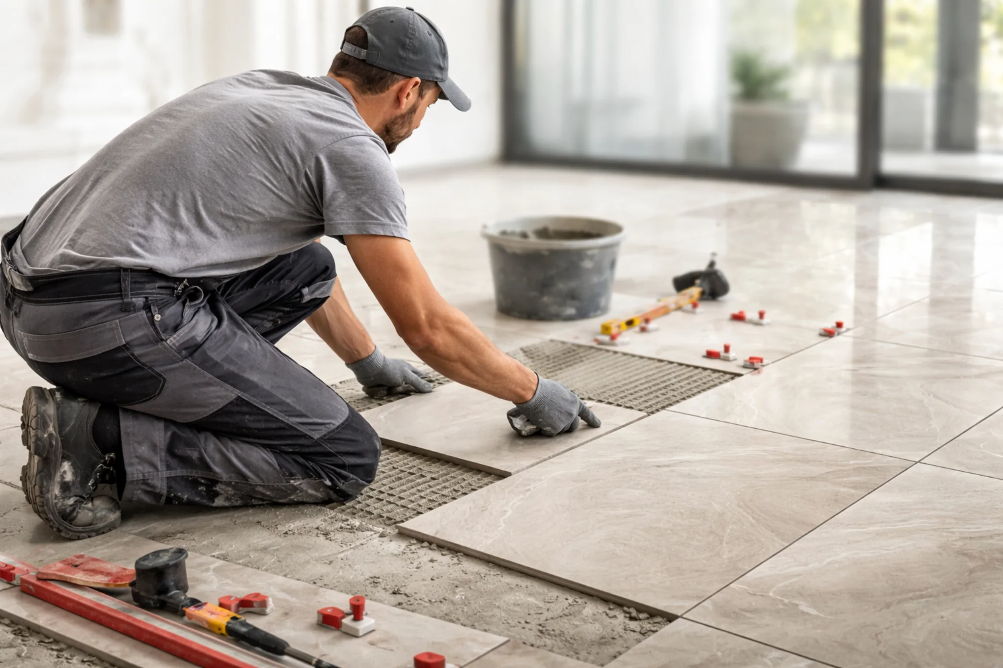 Pose professionnelle de carrelage intérieur